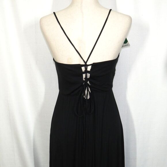 Halara Soft Stretchy Draped Neck Open Back Lace Up Padded Maxi Dress Size Large - Picture 8 of 11